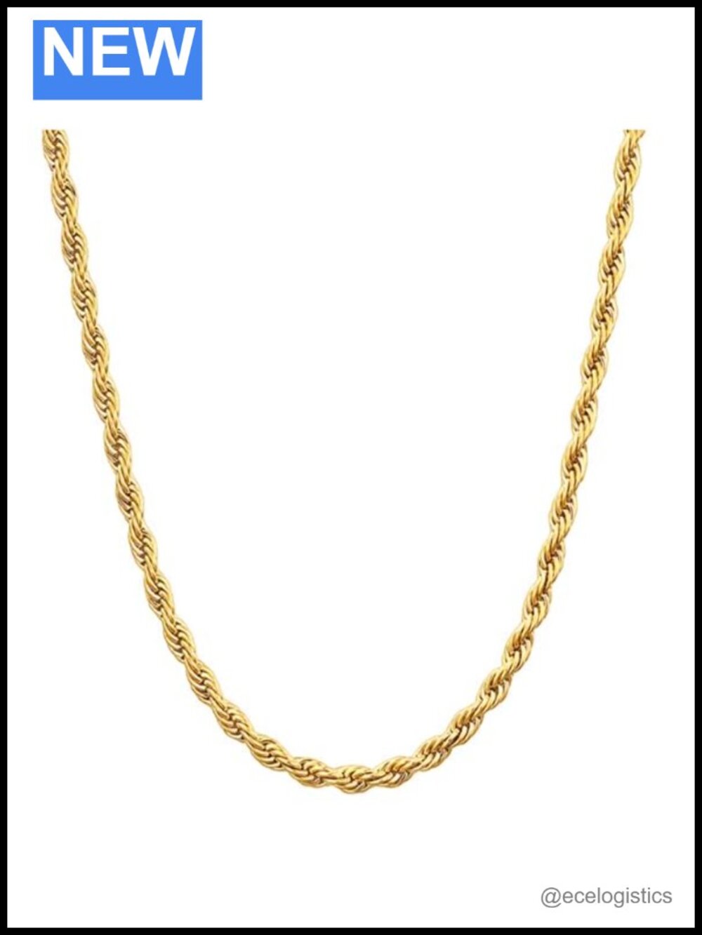 14K Yellow Gold Twisted Rope Chain Necklace Lobster Clasp 16 Inch